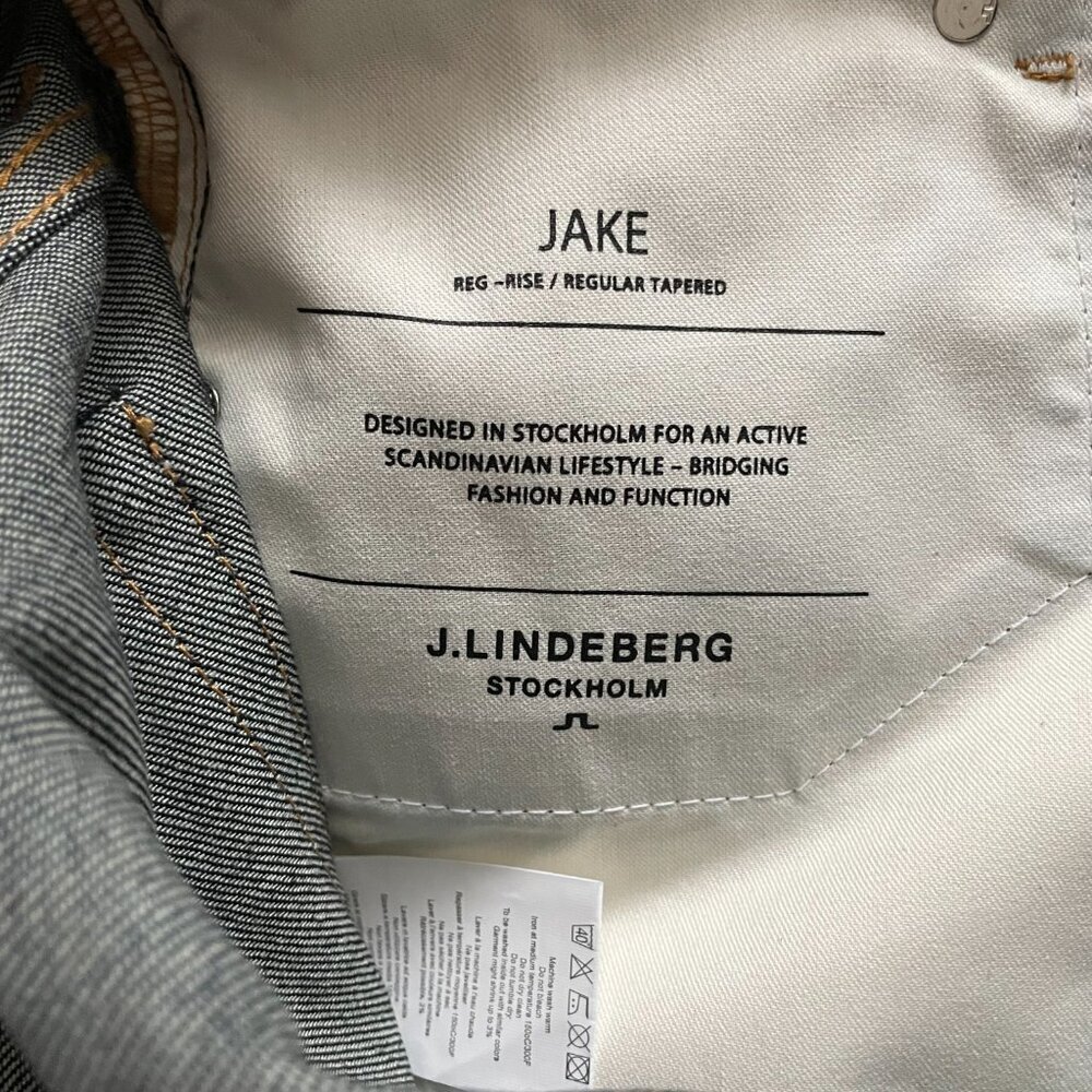 J. Lindeberg Stockholm Jake Raw Reg Rise Rg Tapered Leg Dk Wash Jeans Blue 29x32 - Picture 10 of 16